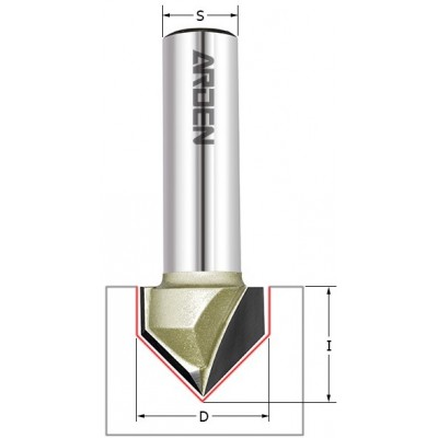 Фреза пазовая с углом 90гр. .  Z2/HW/RH D=9,5 I=9,5, L=n/a, S=8