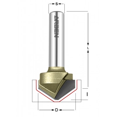 Фреза пазовая для Alucobond c углом 90гр.  Z2/HW/RH D=19,05 I=4-2, L=40, S=8