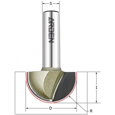 Фреза пазовая полукруг (чаша) Z=2 R=4 D=8x8x43 S=8