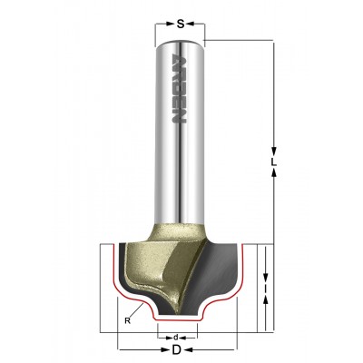 Фреза Гусёк  Z=2 R=2 D=12.7  I=8,  L=40,  S=8