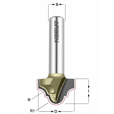 Фреза Классический узор   Z=2 R=2.4 D=12.7  I=9.5,  L=40,  S=8