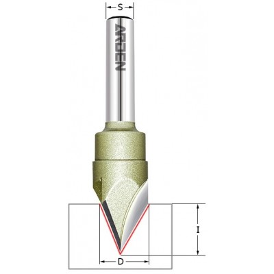 Фреза пазовая с  углом 60гр.  Z3 /HW/RH D=15,1,  I=13,1, L=65, S=8