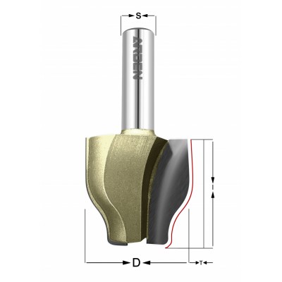 Фреза профильная для плинтусов Z=2,  D=38, I=38,  L=75,  S=12