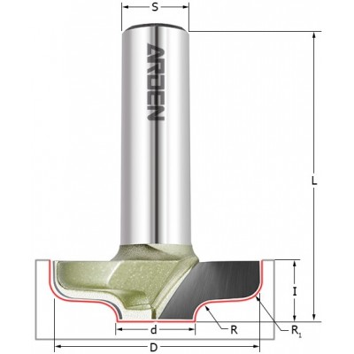 Фреза филеночная   Z=2 R=3,2 D=35    S=12