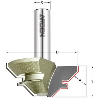 Фреза для углового сращивания 90гр Z=2, R=15-28.5, D=70, I=35, L=74, S=12