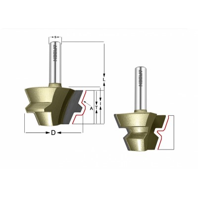 Фреза для углового сращивания "Бочка" 22,5гр  Z=2, D=37,3, I=22,2, L=55, S=8